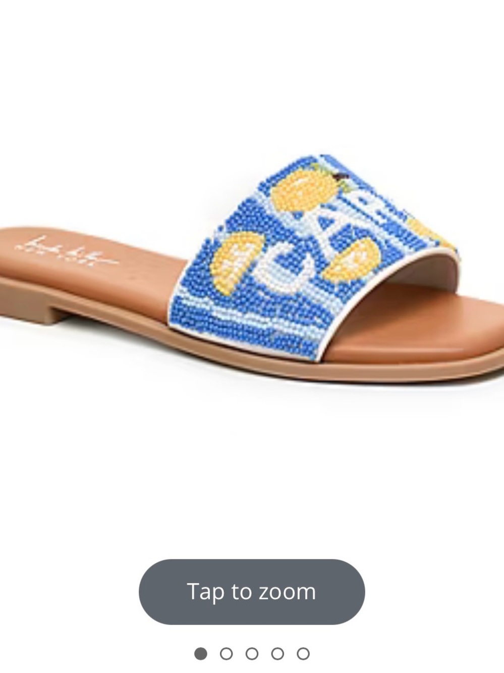 Nicole Miller Blue & Yellow Capri Beaded Slide Sandals - Picture 2 of 4